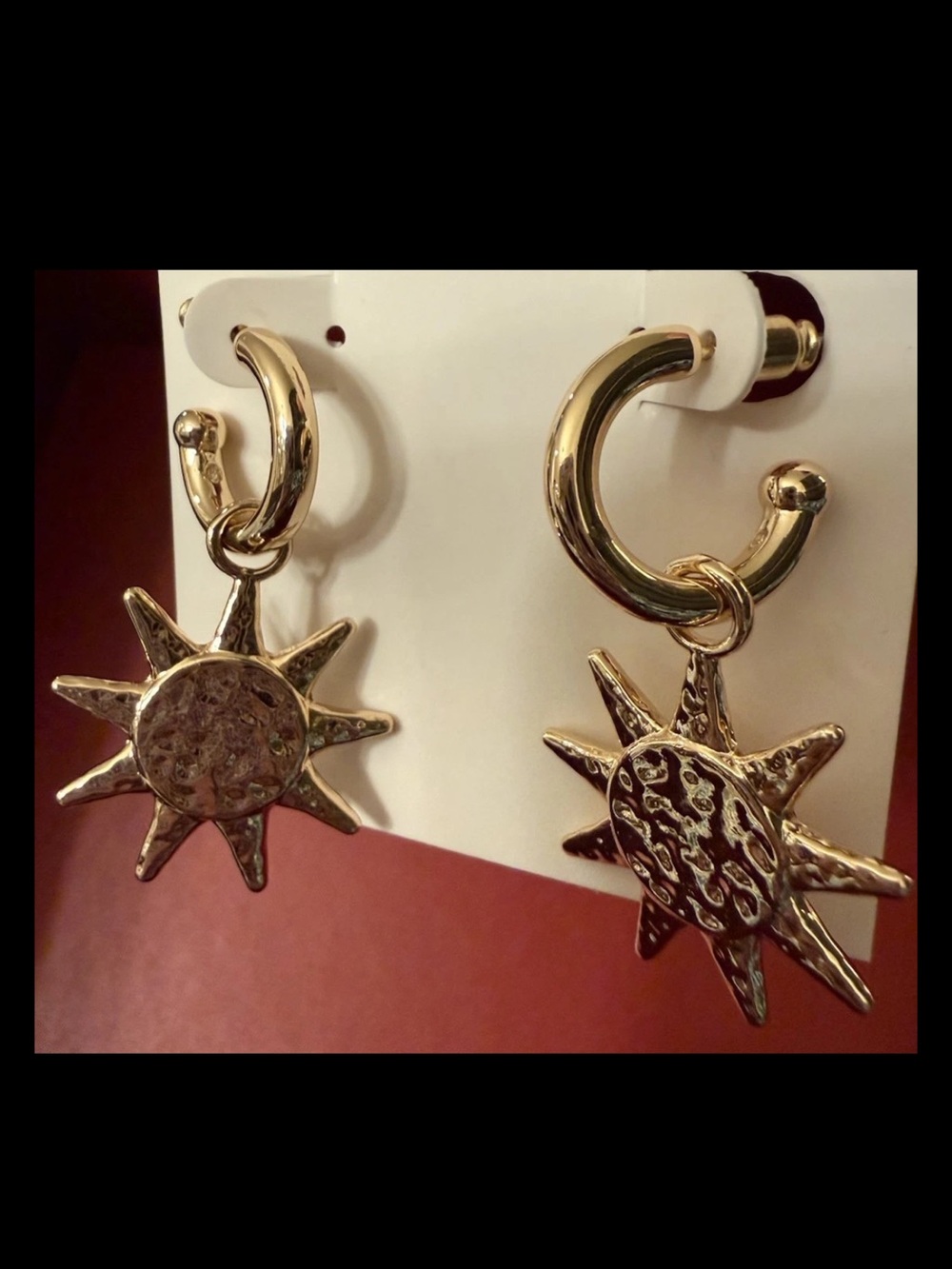ON·34TH Gold Hoop & Sun Drop Earrings Hammered NWT 1.5” Drop Dangle MSRP $29.50